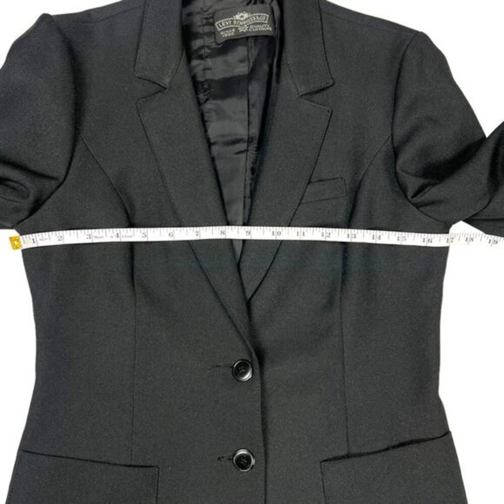 Levi's Blazer Jacket Solid Black Two Button Long … - image 3
